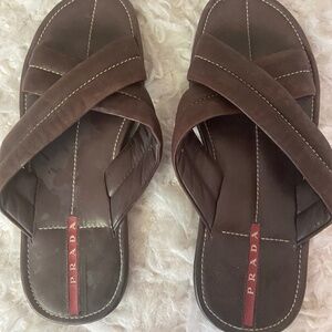 Prada slides - brown leather - size 9.5